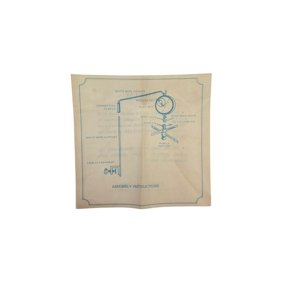Vintage Eden Toys Baby Mobile Assembly Instructions Manual Paper Ephemera‎